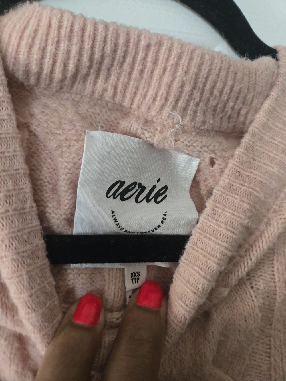aerie Blush Pink Ribbed Crewneck Sweater